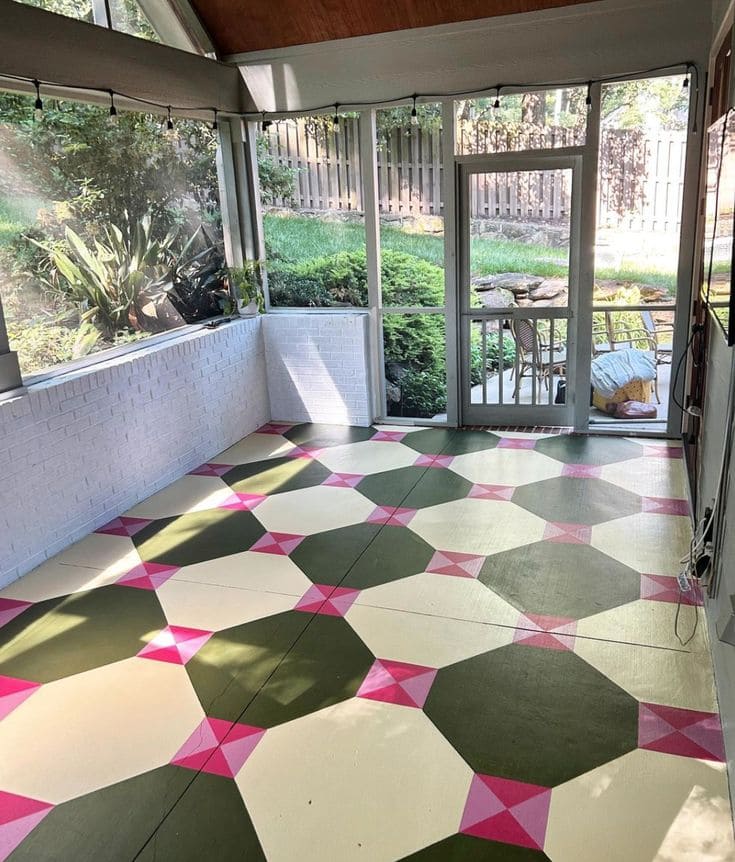 Geometric Garden Porch Floor