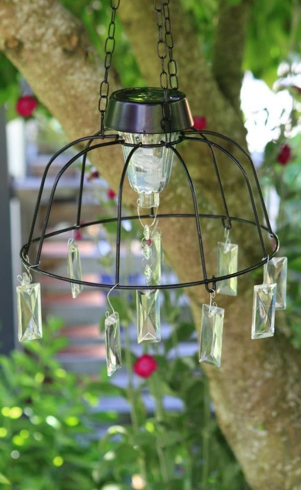 DIY Crystal-Style Solar Garden Chandelier