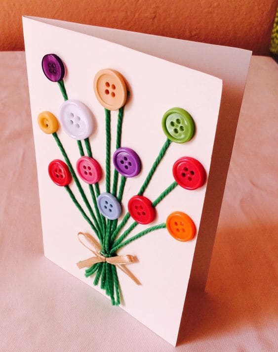Charming Button Bouquet Card for Mom