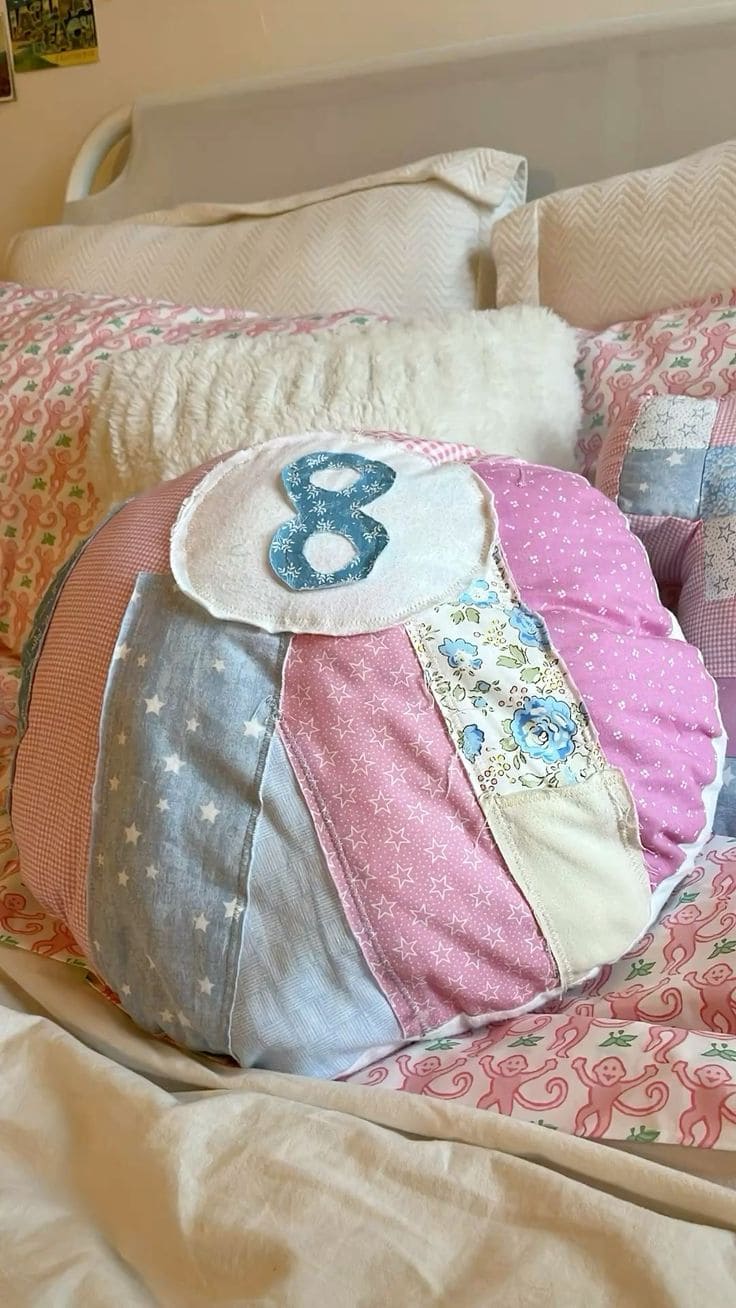 Soft Patchwork Ball Pillow