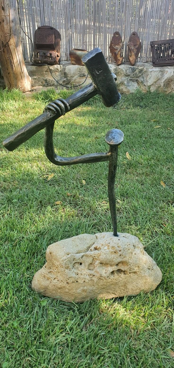 Forged Metal Hammer Sculpture