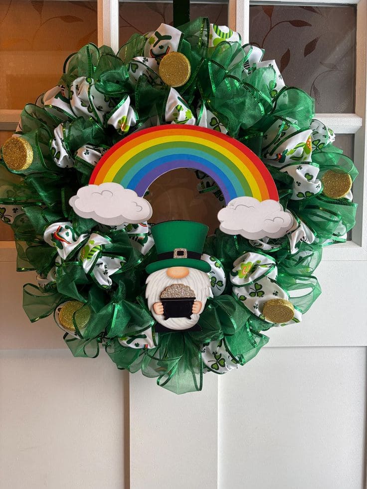 Magical Rainbow Leprechaun Treasure Wreath