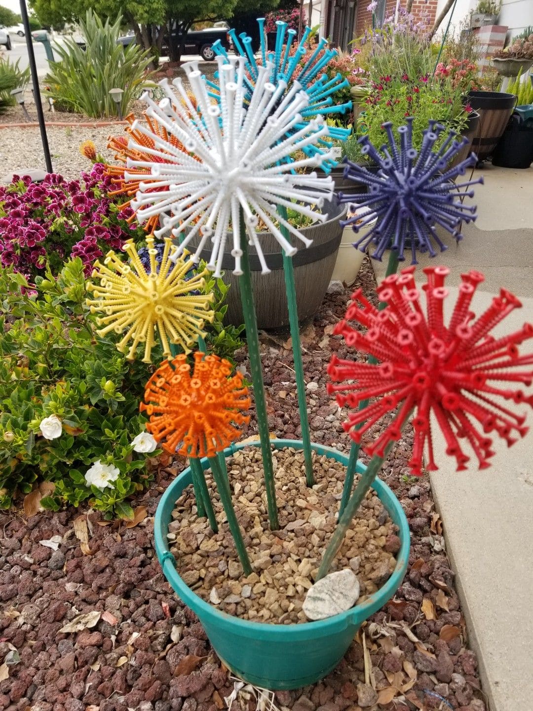 Colorful Screw Dandelion Garden Stakes