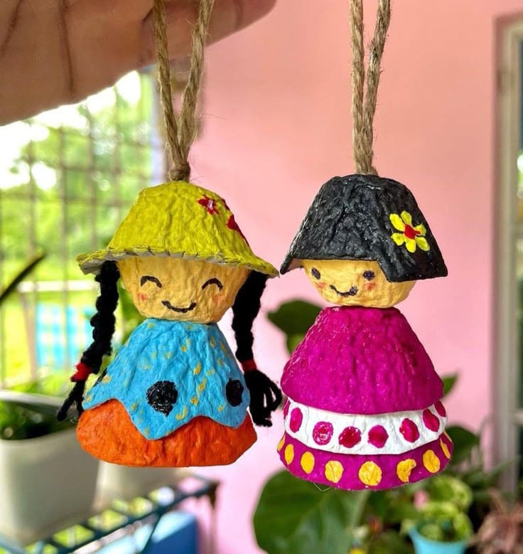 Egg Carton Doll Ornaments