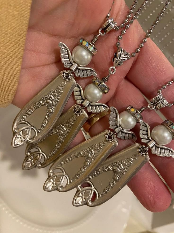 Upcycled Silver Spoon Angel Necklaces