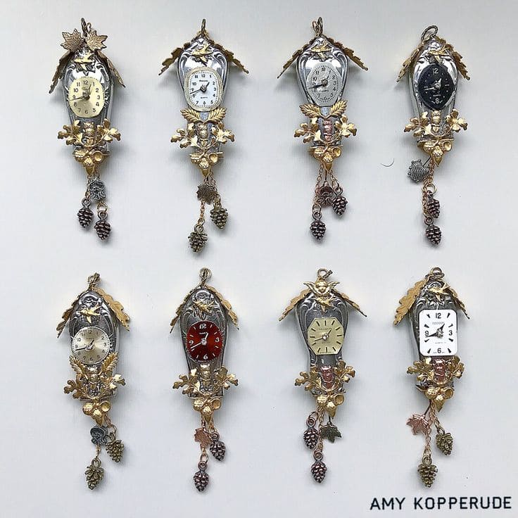 Miniature Cuckoo Clocks with Watch Faces