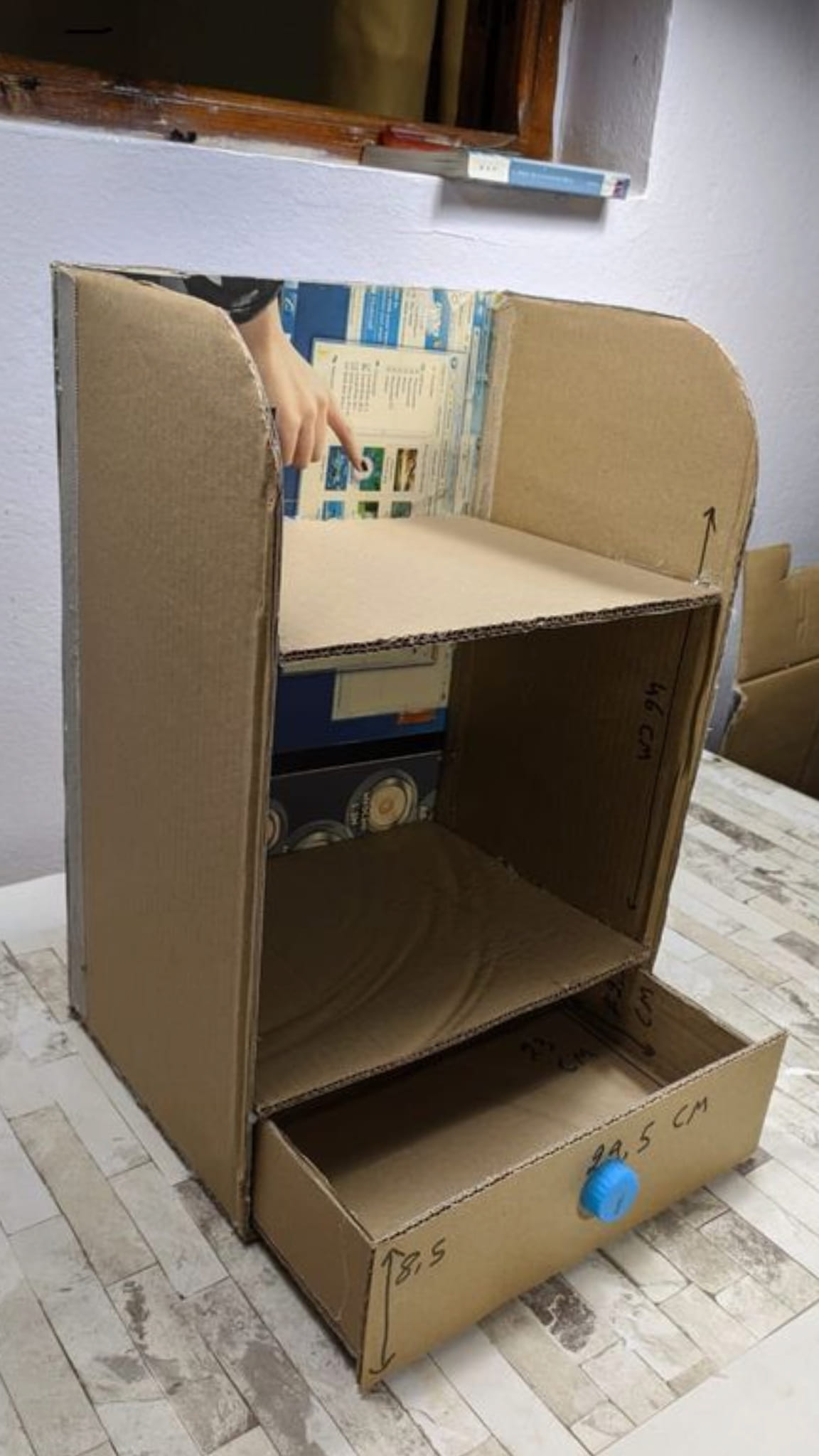 Stylish DIY Cardboard Shelf with Drawer