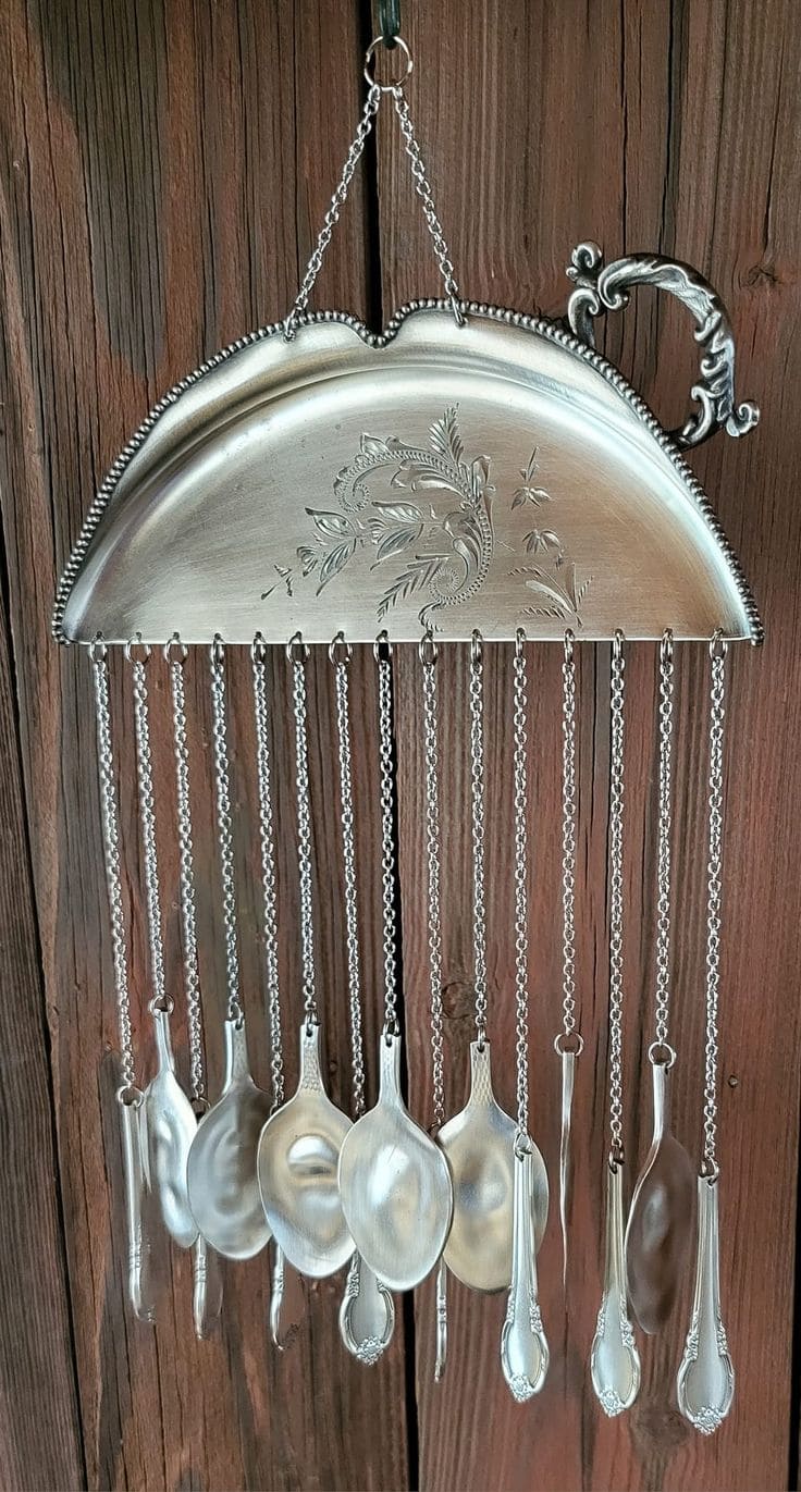 Silver Spoon Wind Chime from Vintage Tray