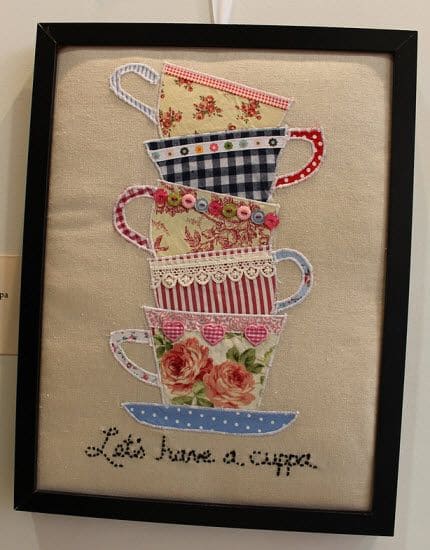 Framed Teacup Applique Art