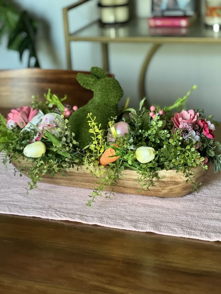 Rustic Charm Moss Bunny Centerpiece