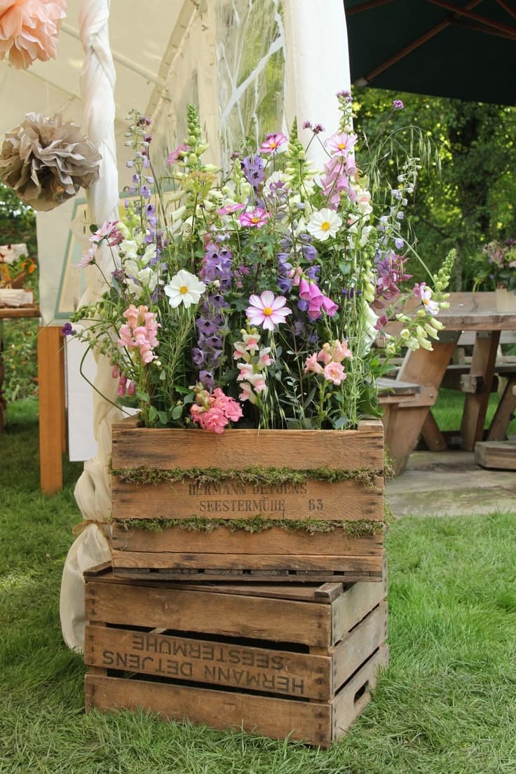 Rustic Charm Wooden Crate Planter