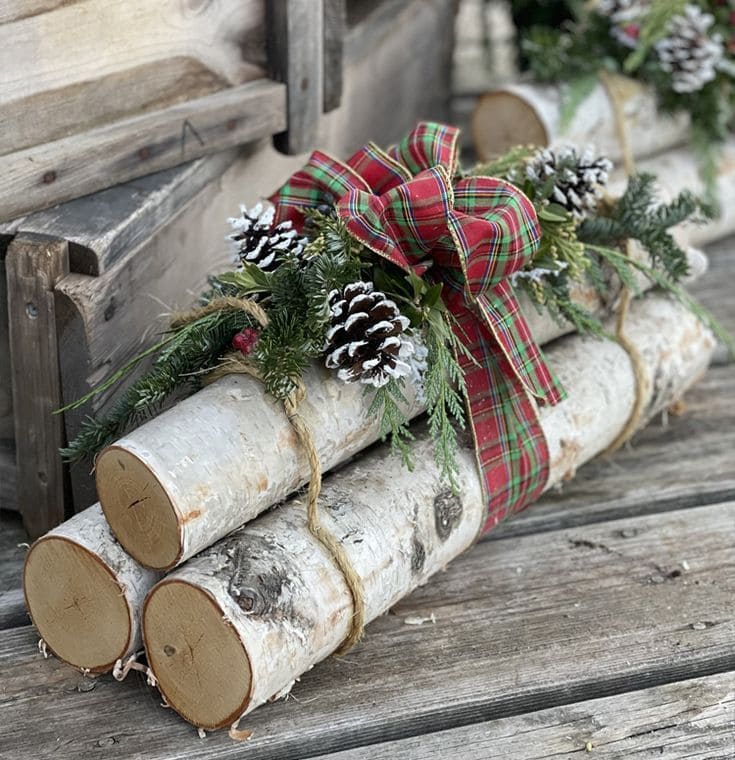 Charming Birch Log Holiday Gift Decor