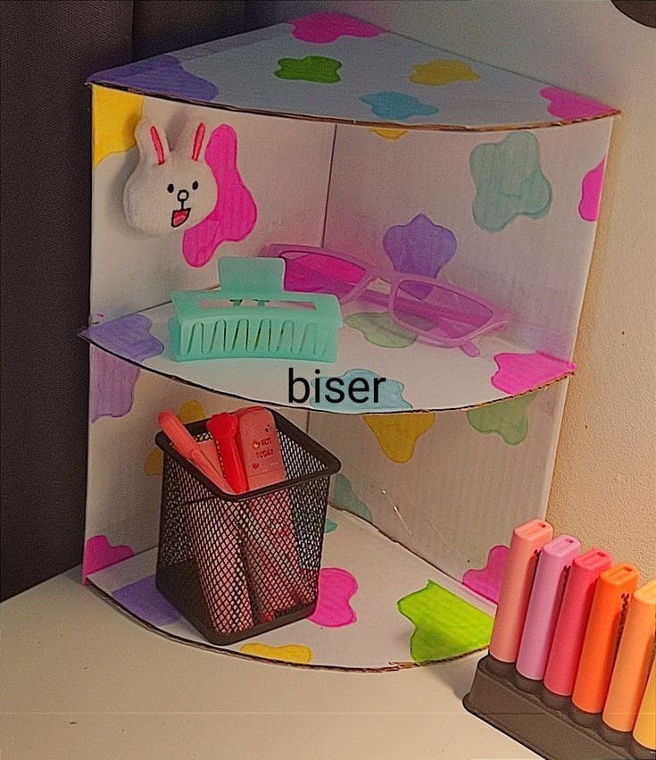 Charming DIY Cardboard Corner Shelf