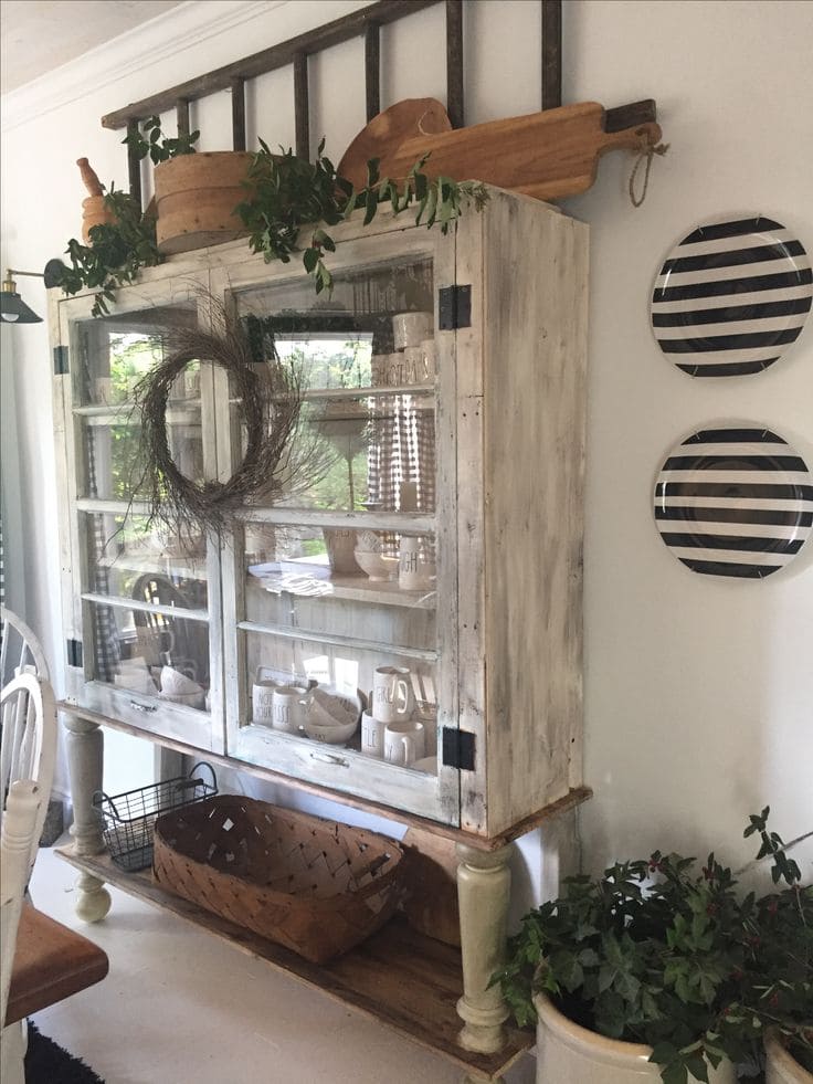 Rustic Farmhouse Hutch Repurposed for Cozy Display