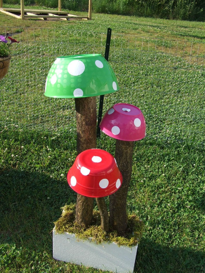 Polka Dot Bowl Cap Garden Mushrooms