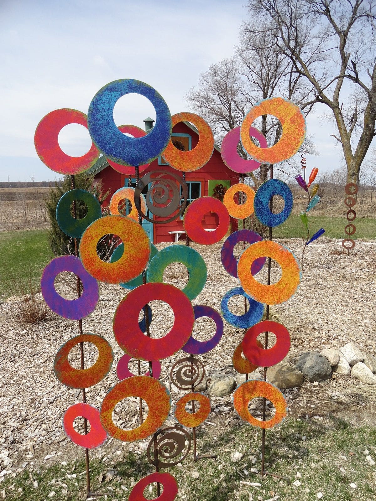 Color Burst Metal Ring Garden Sculpture
