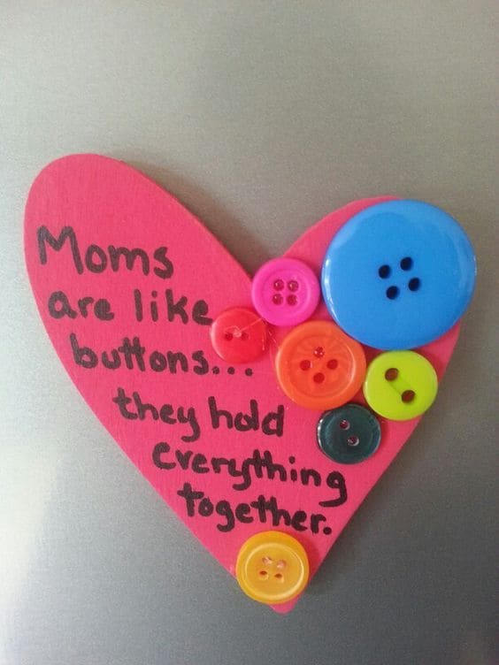 Lovely Button Heart Mothers Day Craft