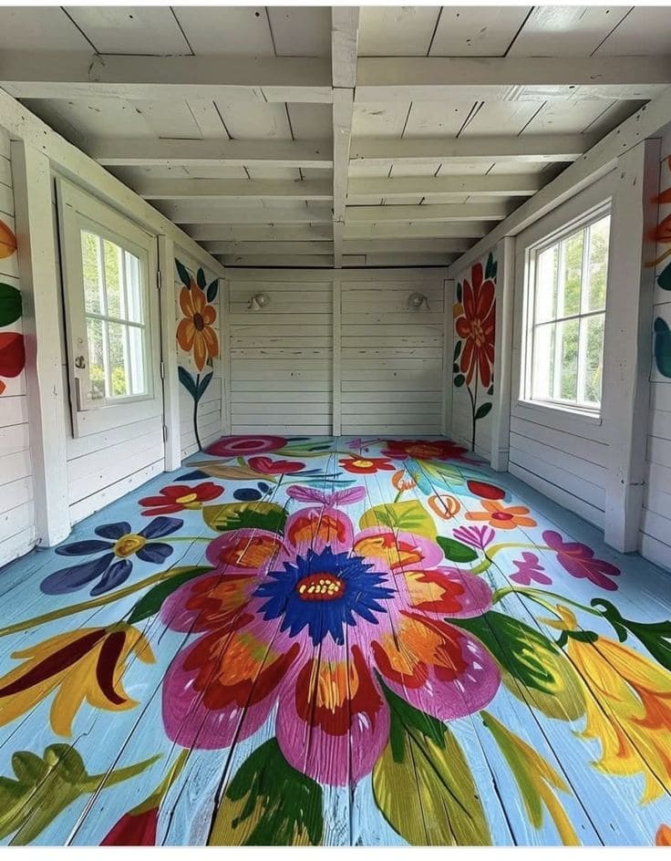 Painted Floral Cottage Floor