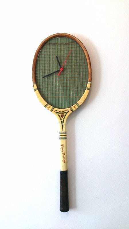 Vintage Tennis Racket Wall Clock Charm
