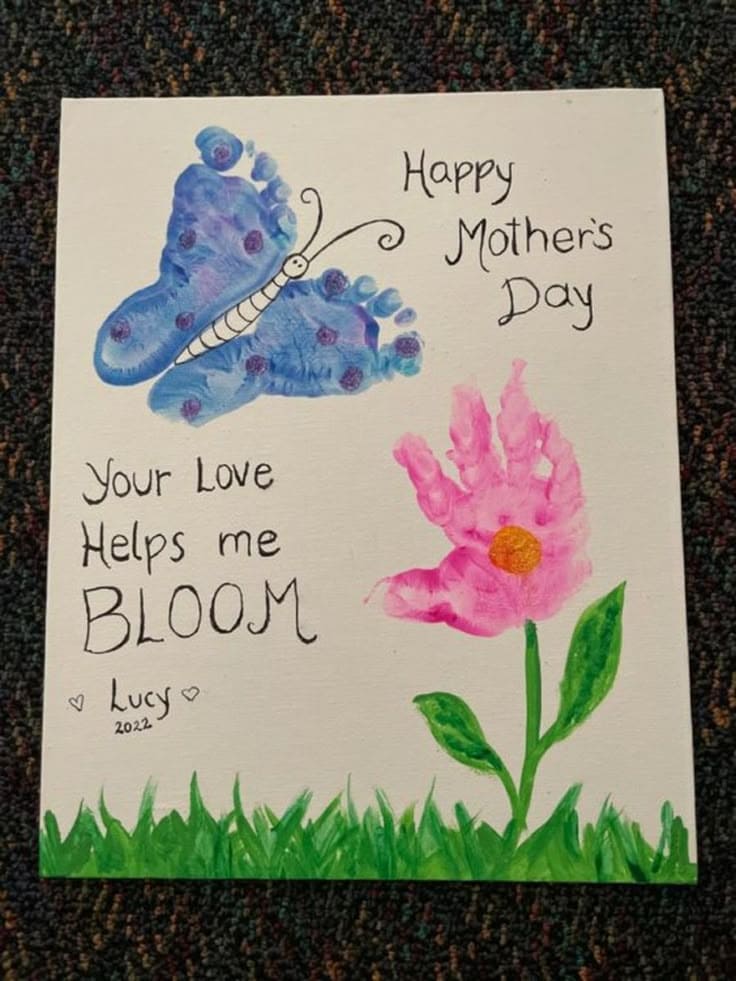 Handprint and Footprint Bloom Card