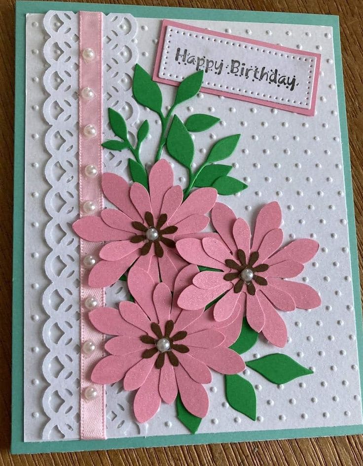 Elegant Floral Lace Birthday Card DIY
