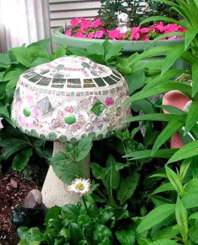 Whimsical Mosaic Garden Mushroom