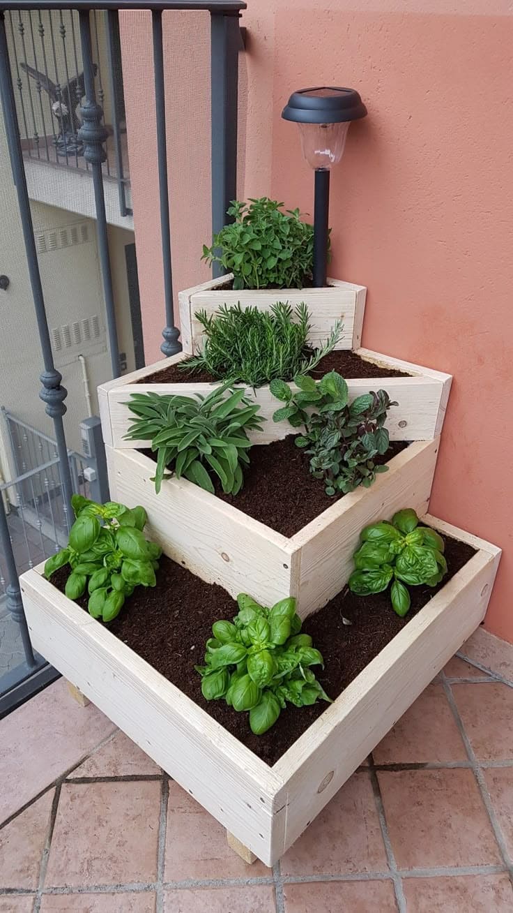 Clever Tiered Pallet Herb Corner