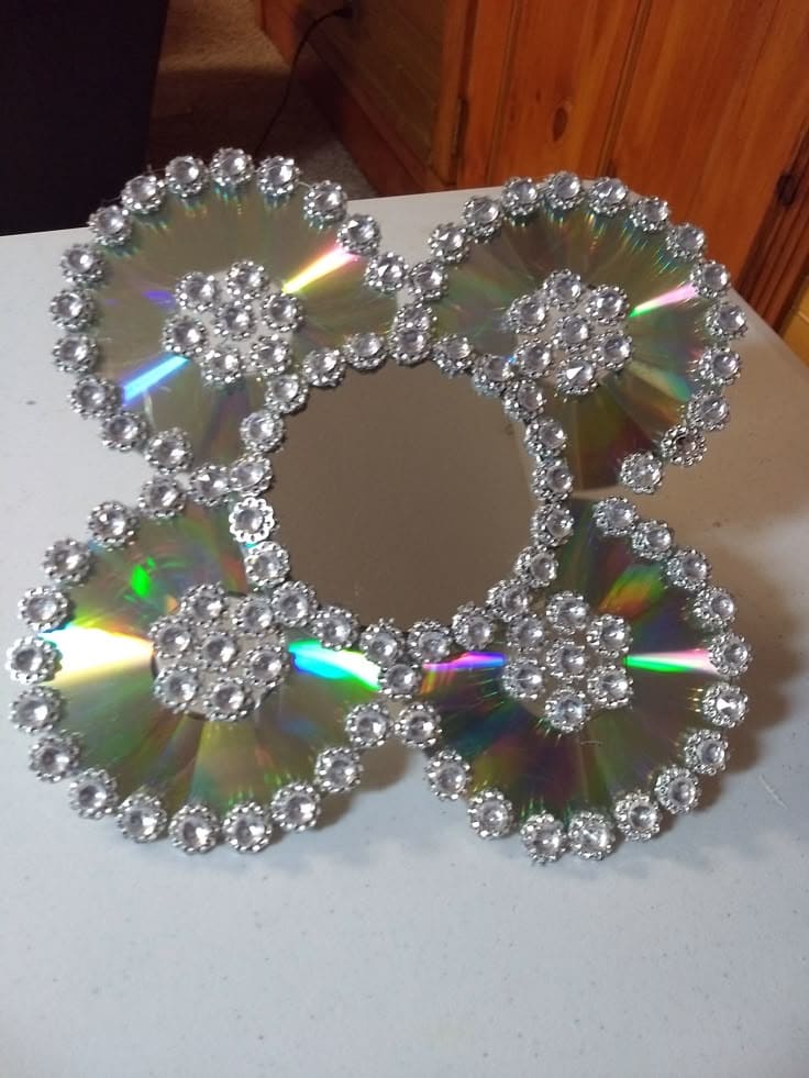 Dazzling Recycled CD Mirror Bloom