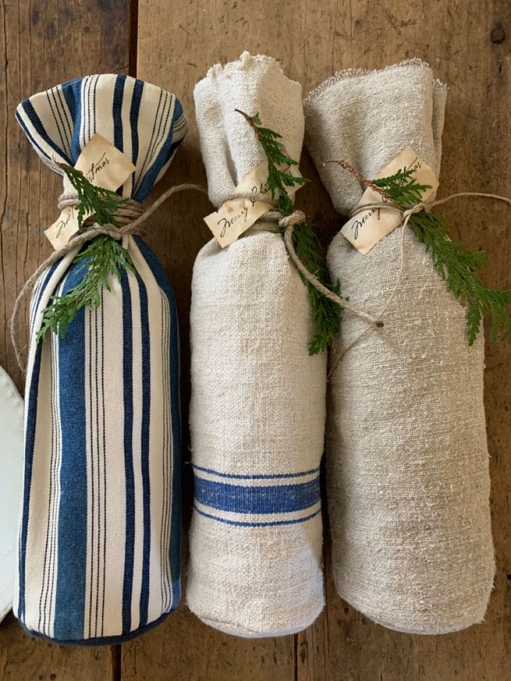 Rustic Linen Bottle Gift Wraps