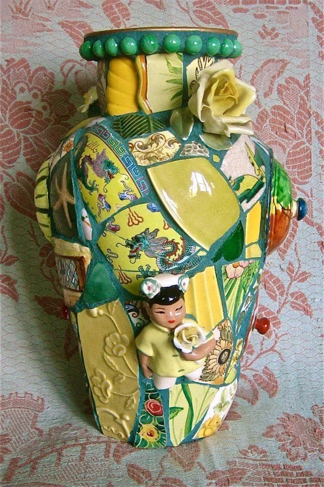 Charming Mosaic Vase with Cultural Flair