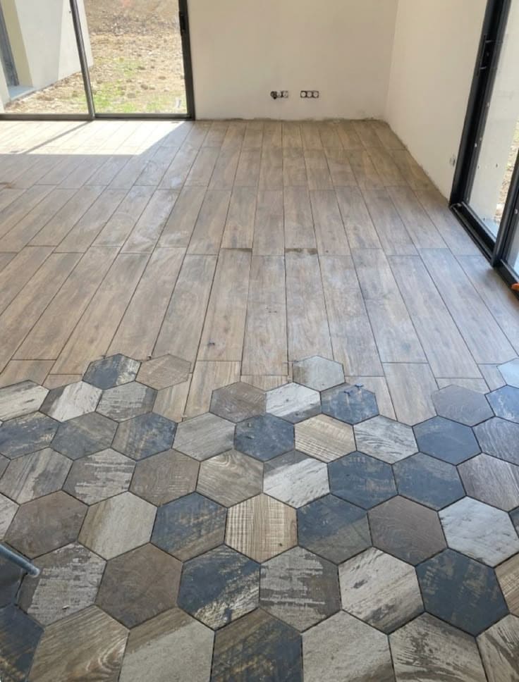 Hex-Wood Transition Floor Design