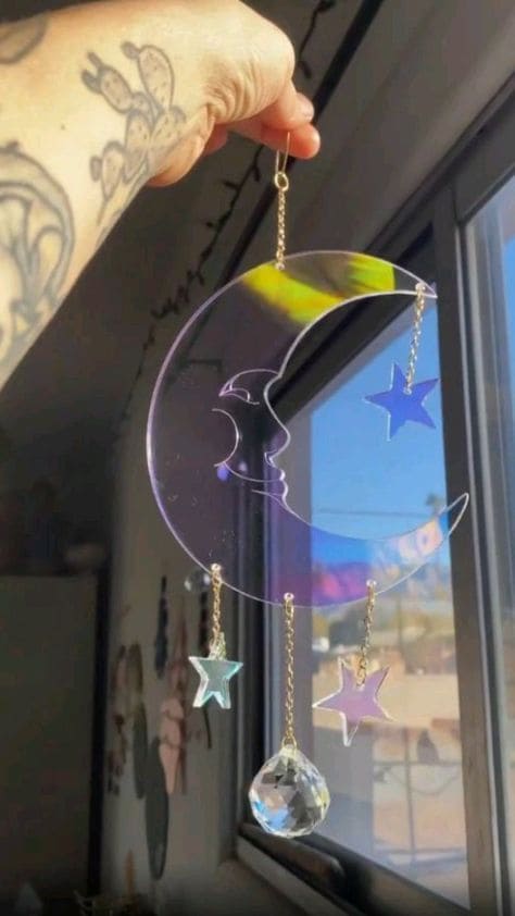 Celestial Upcycled CD Moon Sparkle