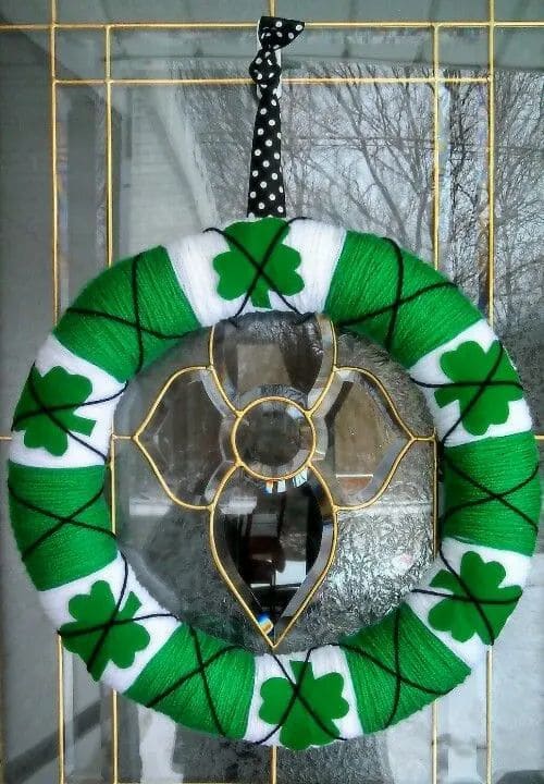 Cozy Yarn Wrapped Shamrock Joy Wreath