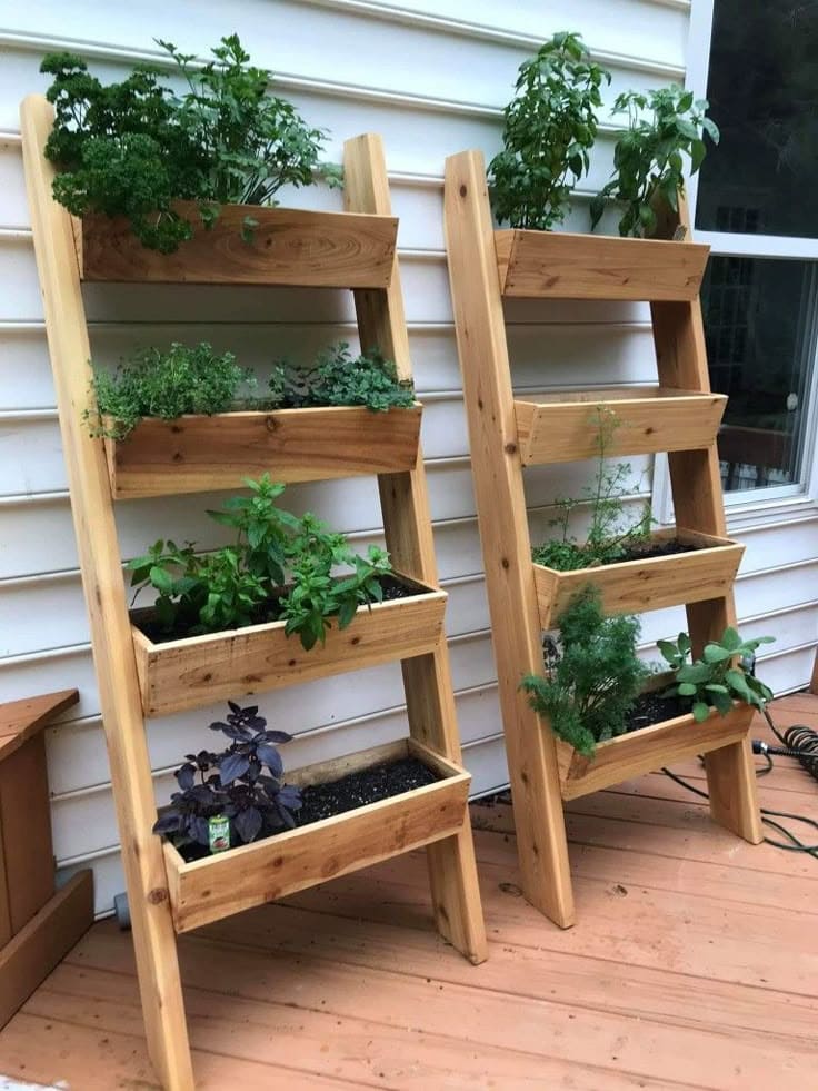 Elegant Leaning Pallet Herb Ladder