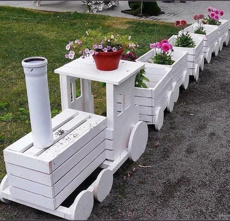 Playful Wooden Pallet Train Garden