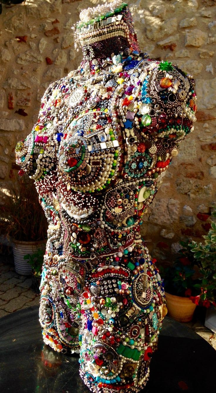 Stunning Jewelry-Adorned Mannequin Art Piece