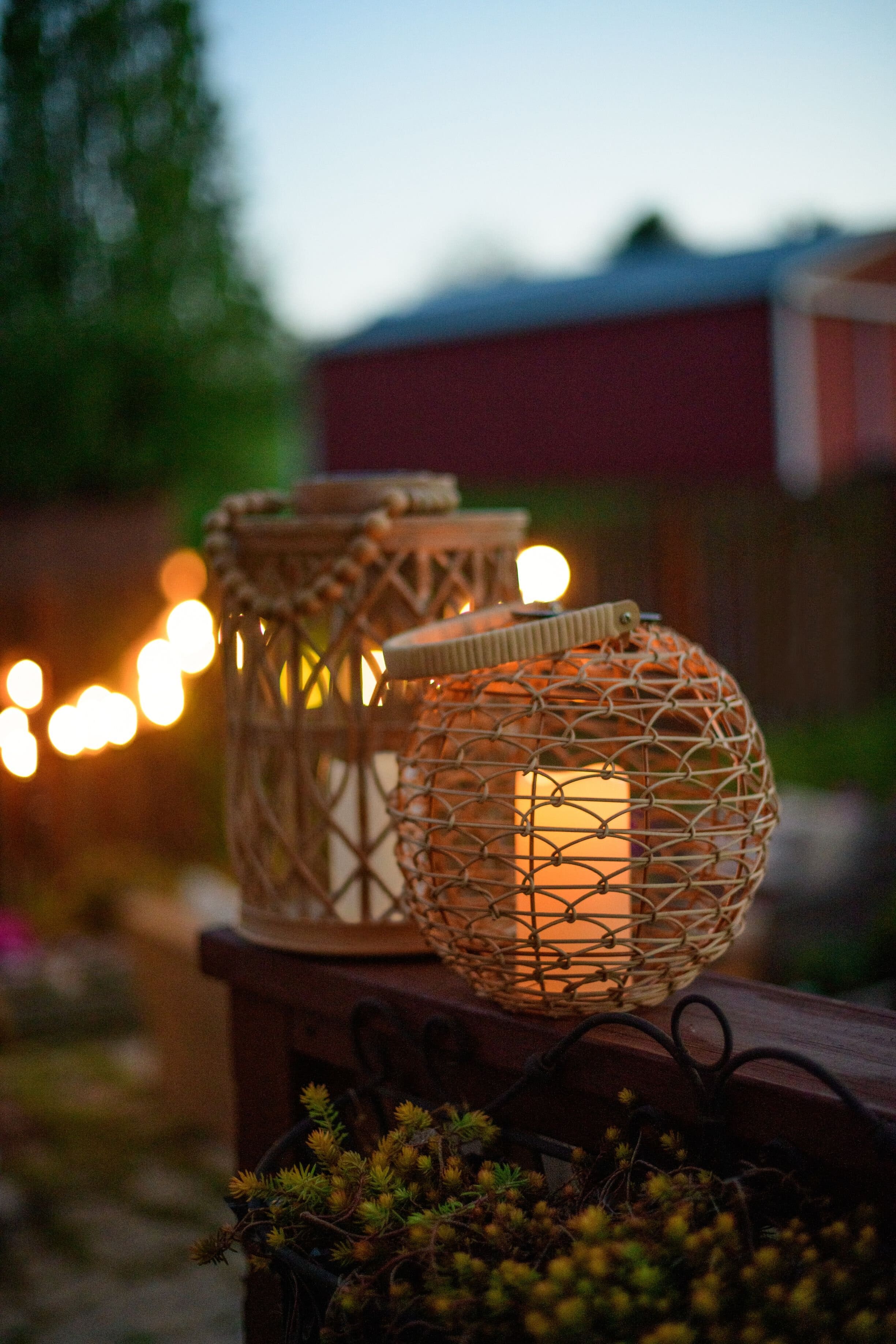 Boho-Inspired Rattan Solar Lanterns