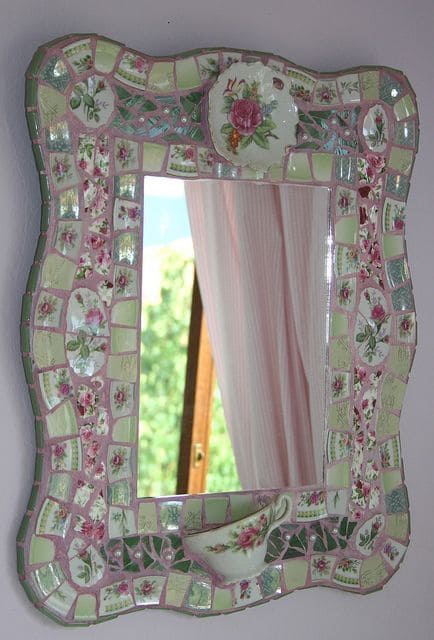 Romantic Mosaic Mirror with Vintage Charm