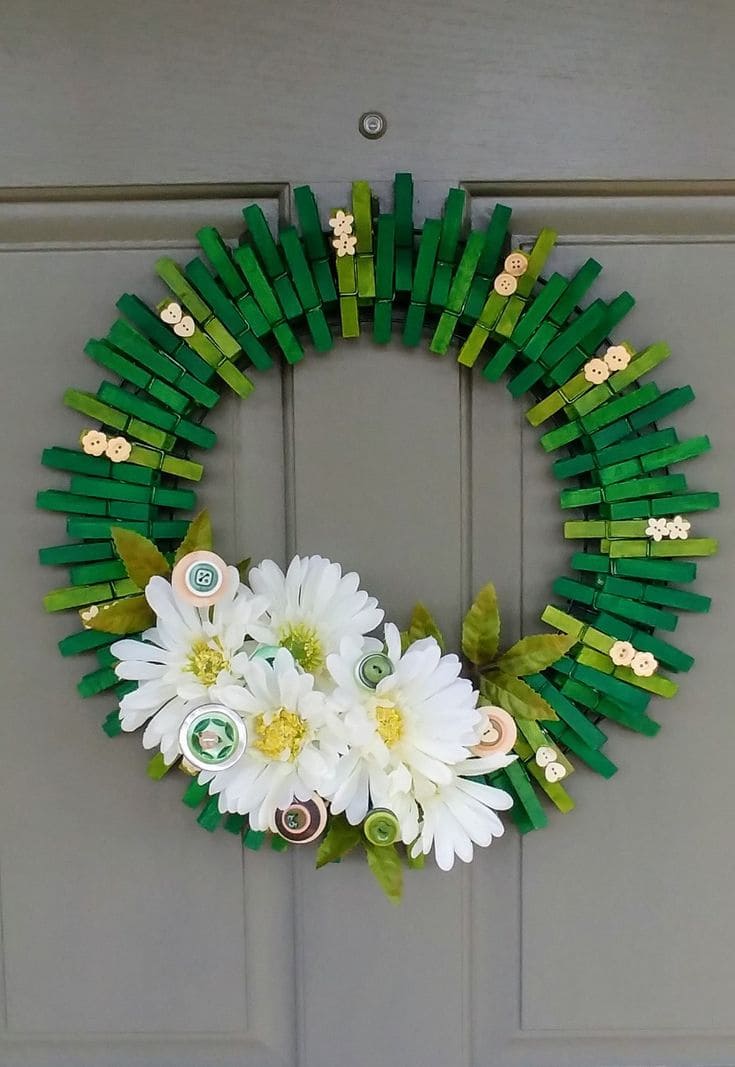 Charming Clothespin Floral Luck Wreath