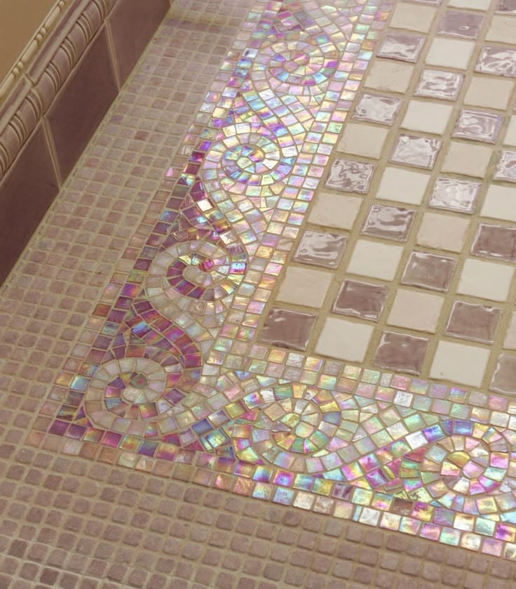 Iridescent Mosaic Border Tile Floor