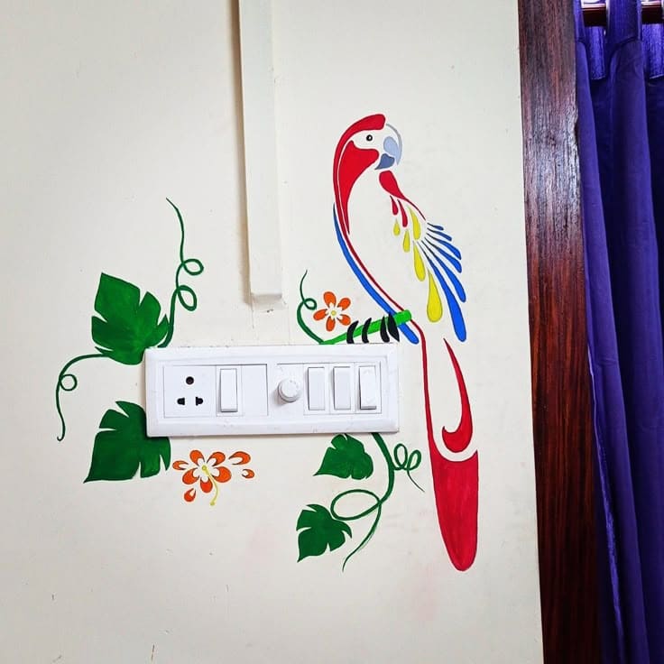 Vibrant Parrot Switchboard Wall Decor