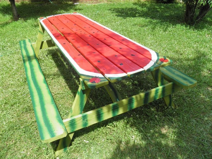 Watermelon Slice Picnic Table