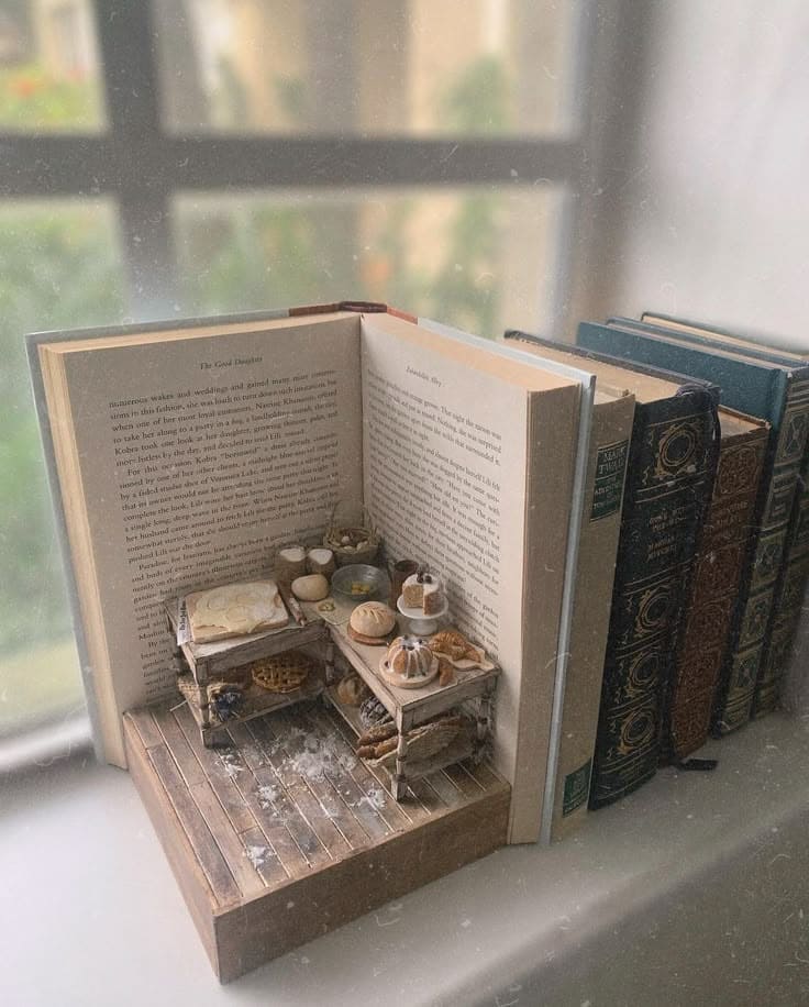 Cozy Book Bakery Diorama Scene