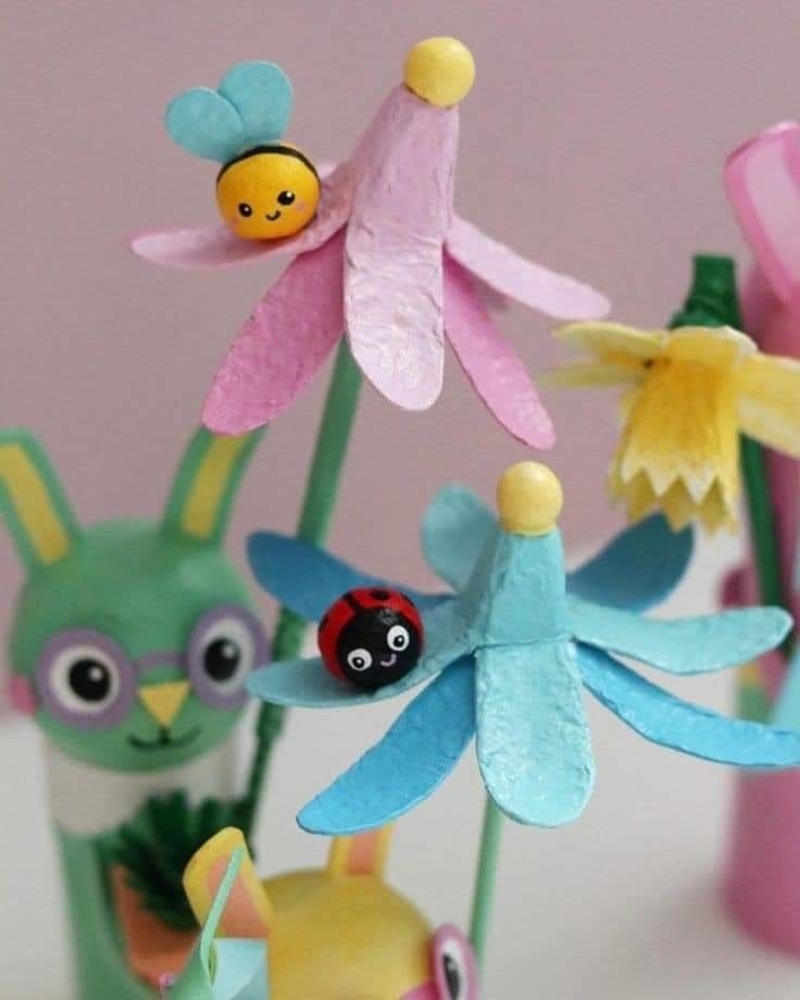 Whimsical Egg Carton Daisy Garden