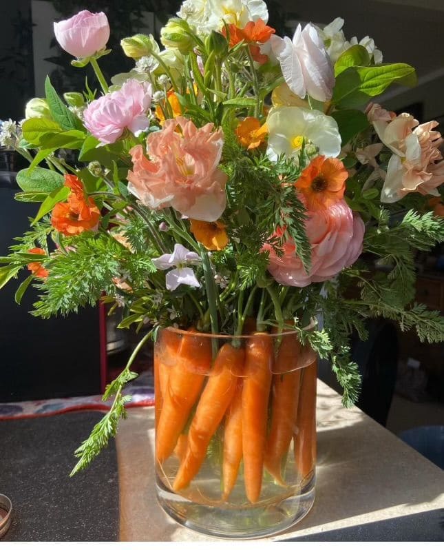 Whimsical Carrot and Bloom Easter Vase