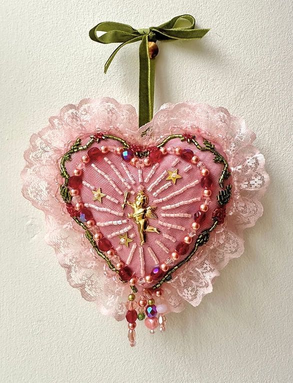 Romantic Beaded Heart with Lace Charm