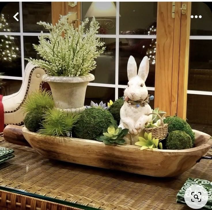 Serene Succulent and Bunny Bowl Ensemble
