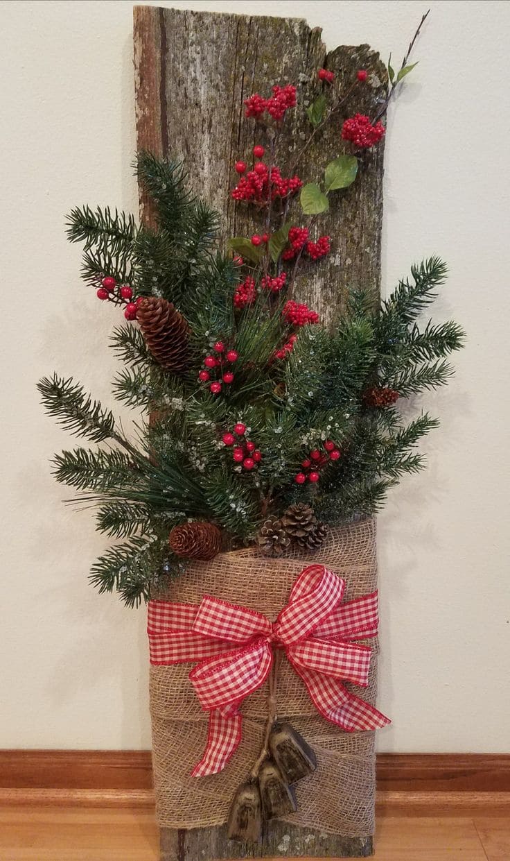 Rustic Burlap Evergreen Wall Decor