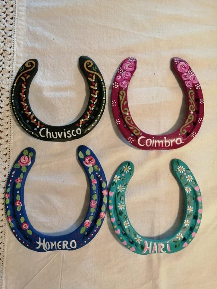 Custom Name Horseshoes with Hand-Painted Floral Designs