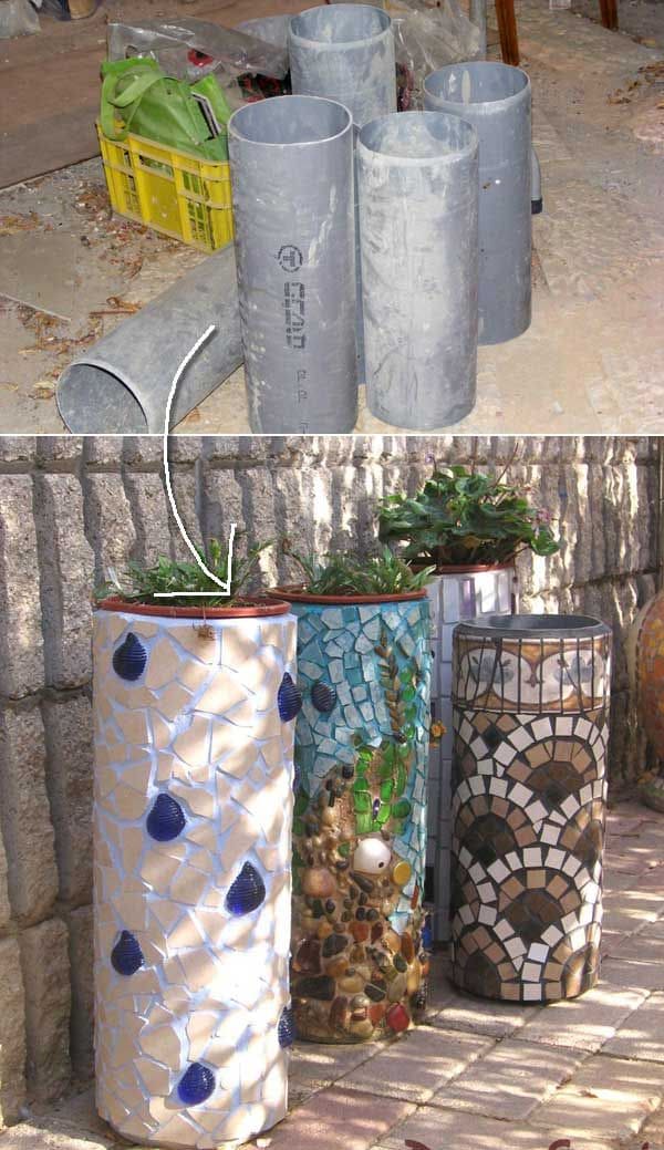 Elegant Mosaic PVC Pipe Planters